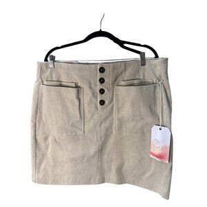 A Beautiful Soul Mini Courdoroy Button Skirt Tan Size 16 New With Tags